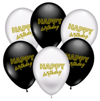 30 Ballons Happy Birthday black & white 