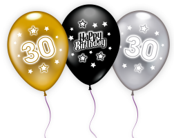 6 Ballons/Balloons Birthday "30" 