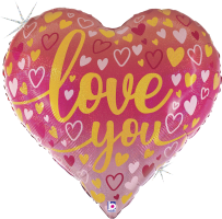 1 Folienballon Ombre love you hearts  76 cm/30  inch glitter 