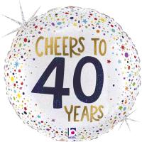 5 Folienballons Prost auf 40 Jahre 46cm/ Cheers to 40 years 18" 