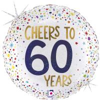 5 Folienballons Prost auf 60 Jahre 46cm/ Cheers to 60 years 18" 