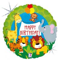 1 Foil Balloon Happy Birthday Jungle 