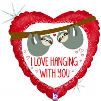 1 Foil Balloon Sloth Love hanging with you 46 cm/ 18 inch glitter 