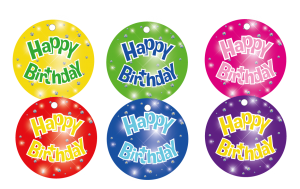 100 Ballongewichte Öko./Balloon weights Eco ass. 9,5 g Happy Birthday 