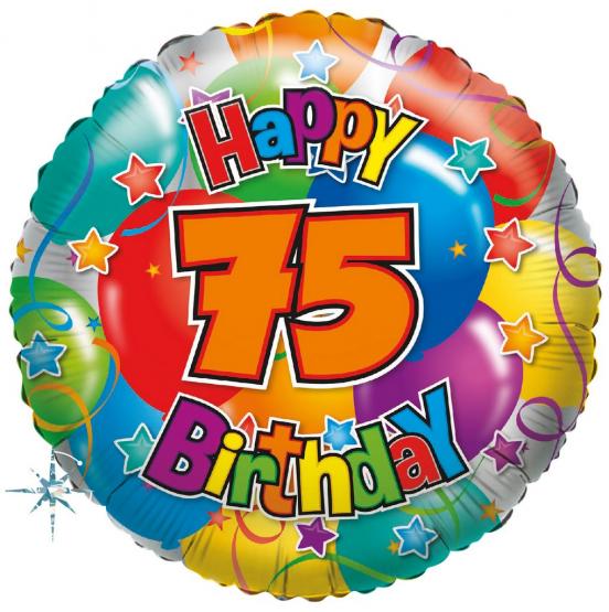 5 Folienballon "75" Happy Birthday 