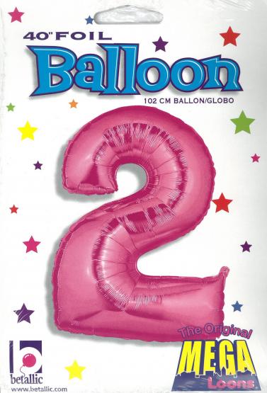1 Folienballon Zahl 2  pink 